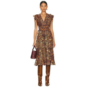 Ulla Johnson Brown Floral Midi Dress